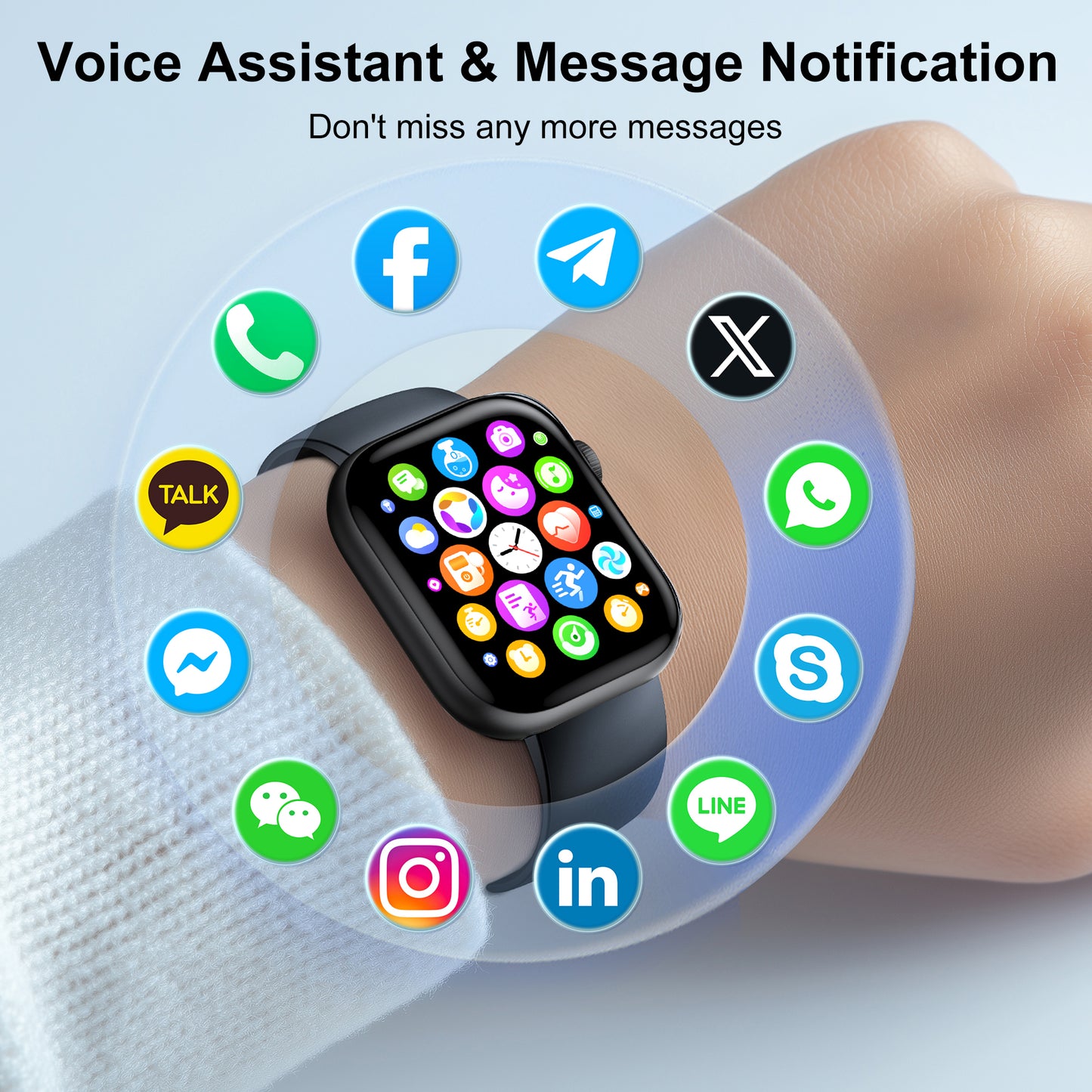 STA Smart Watch,IP68 Waterproof Smartwatch for Women Men 180+ Sports Modes,2.01-inch Fitness Tracker with Bluetooth Call(Answer/Make Calls) STA Smartwatch Compatible with Android and iPhone Black