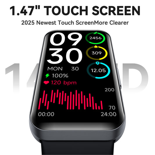 STA Smart Watch,IP68 Waterproof Smartwatch for Women Men 180+ Sports Modes,1.47-inch Fitness Tracker with Bluetooth Call(Answer/Make Calls) STA Smartwatch Compatible with Android and iPhone (Black)