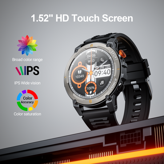 Smart Watch for Android and iPhone, IP68 Waterproof Smartwatch for Women Men 180+ Sports Modes 1.52-inch Fitness Tracker, Smart Watch with Bluetooth Call(Answer/Make Calls), for Gift Black