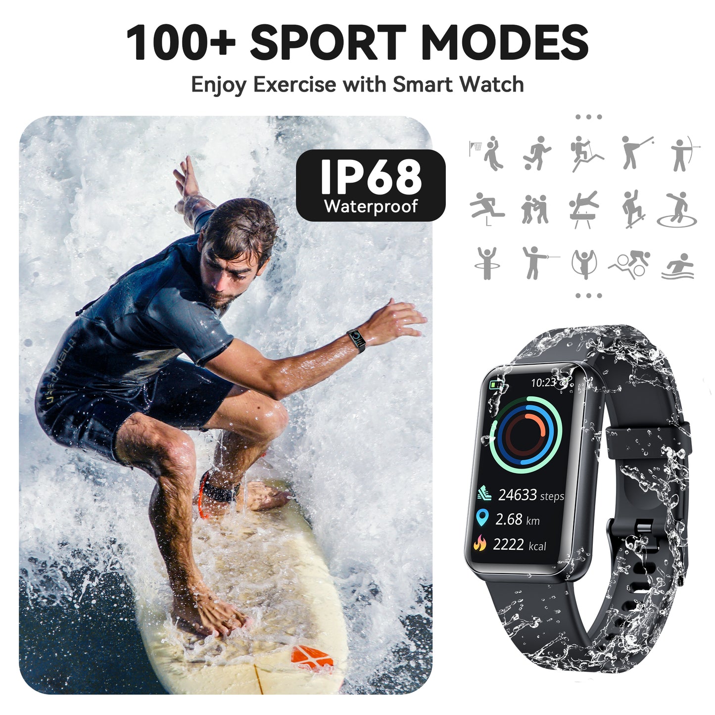 STA Smart Watch,IP68 Waterproof Smartwatch for Women Men 180+ Sports Modes,1.47-inch Fitness Tracker with Bluetooth Call(Answer/Make Calls) STA Smartwatch Compatible with Android and iPhone (Black)