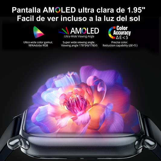 STA 1.95-inch Men Women's Smartwatch with Answer/Make Calls/180 Sports Modes/Message Reminder, IP67 Waterproof Fitness Tracker for Android Iphone Devices(Black)