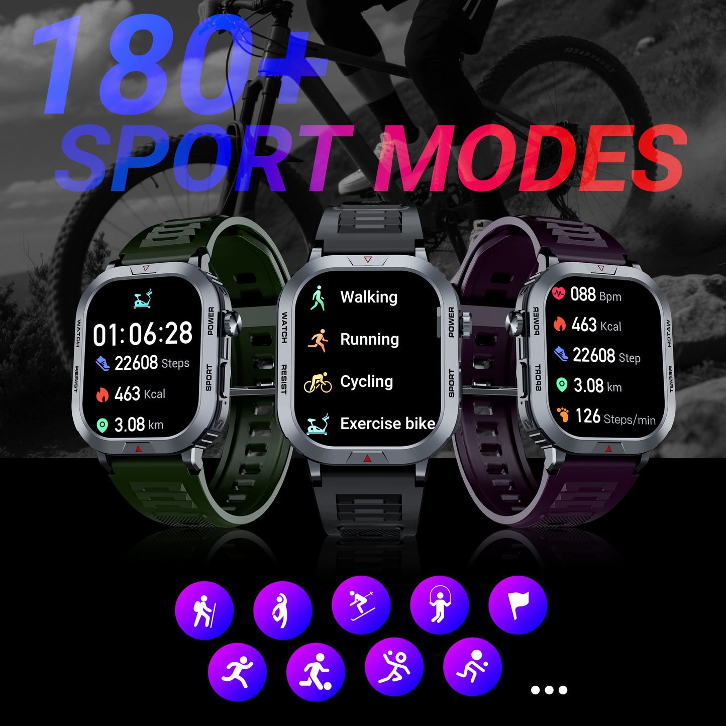 STA Smart Watch,IP68 Waterproof Smartwatch for Women Men 180+ Sports Modes,2.01-inch Fitness Tracker with Bluetooth Call(Answer/Make Calls) STA Smartwatch Compatible with Android and iPhone (Black)