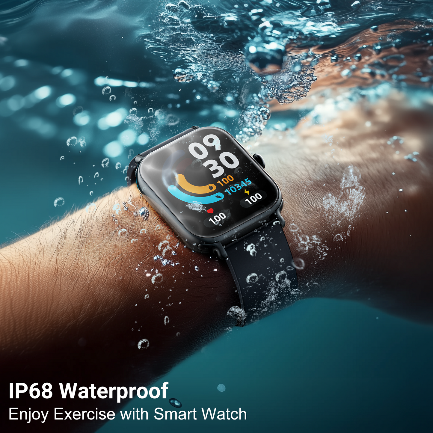 STA 1.95-inch Men Women's Smartwatch with Answer/Make Calls/180 Sports Modes/Message Reminder, IP67 Waterproof Fitness Tracker for Android Iphone Devices(Black)