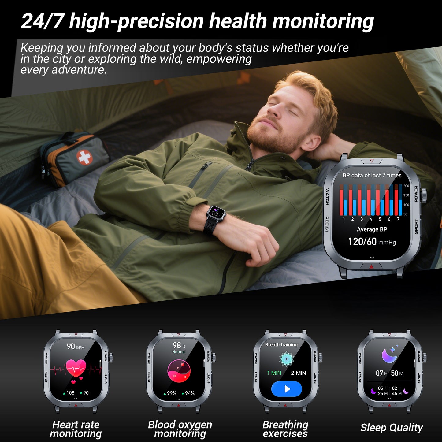 STA Smart Watch,IP68 Waterproof Smartwatch for Women Men 180+ Sports Modes,2.01-inch Fitness Tracker with Bluetooth Call(Answer/Make Calls) STA Smartwatch Compatible with Android and iPhone (Black)