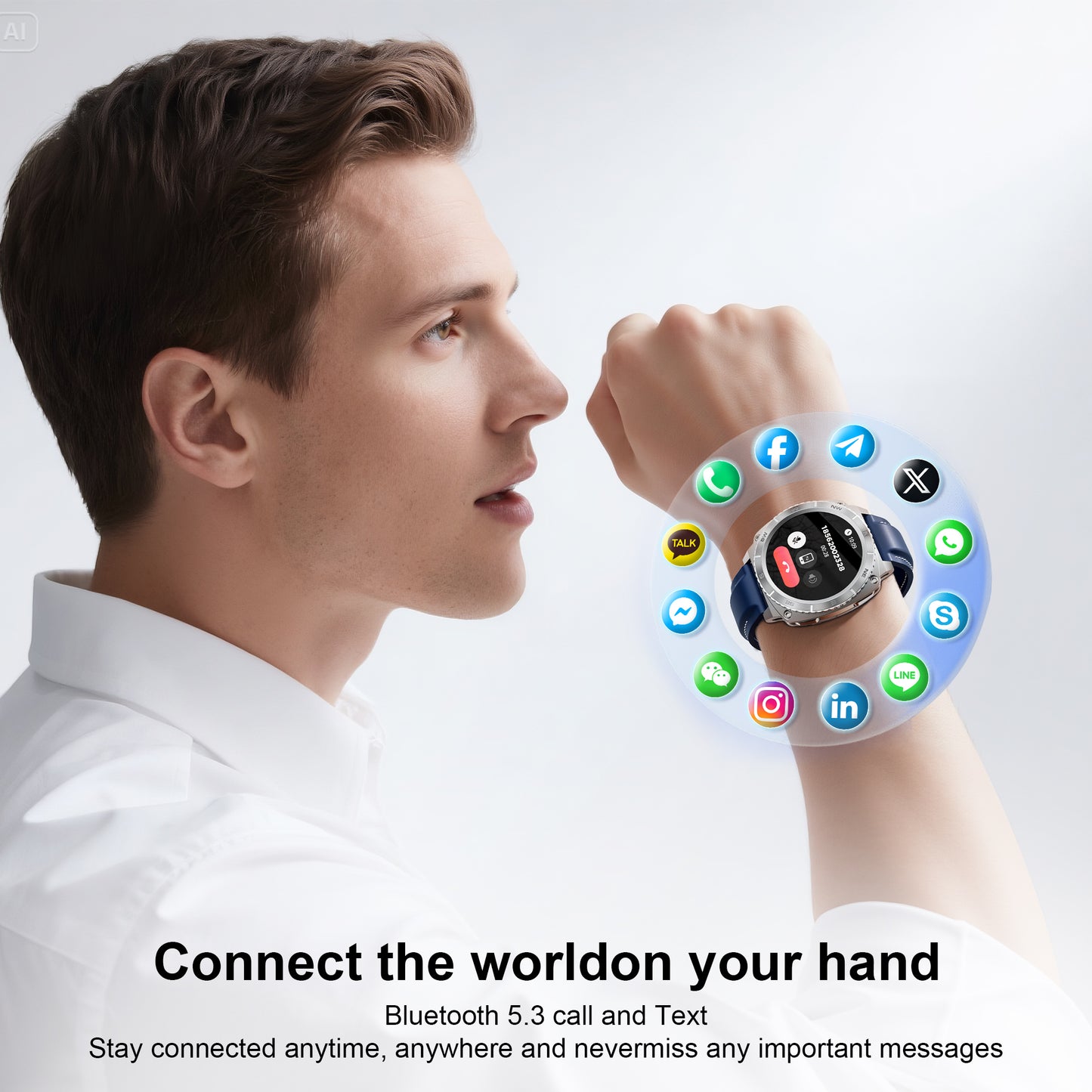Smart Watch for Android and iPhone, Rotation Waterproof with Mechanical Feel Smartwatch for Women Men 1.43-inch Fitness Tracker, Smart Watch with Bluetooth Call(Answer/Make Calls)