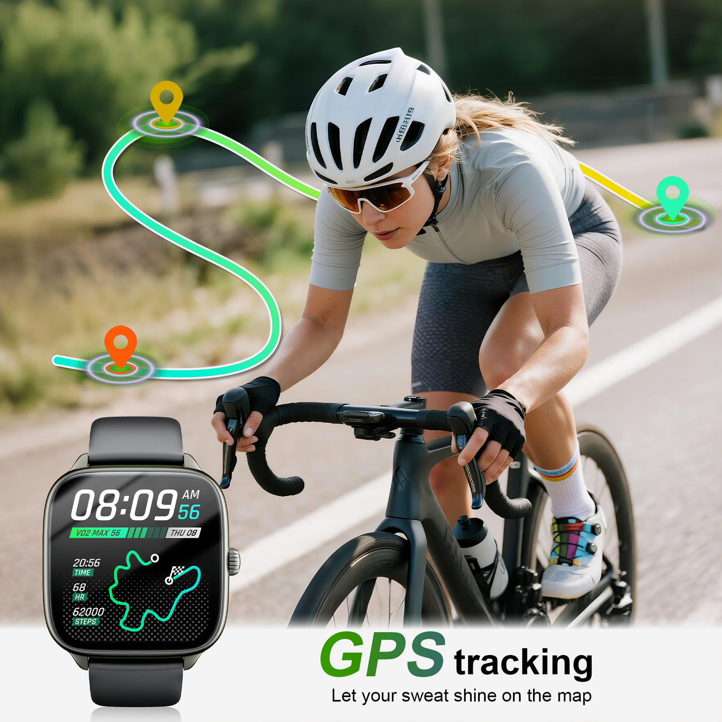 STA Smartwatch – Fitness and Sleep Tracker with 1.72" HD Display, Precise GPS, Call and Messaging, 24/7 Sleep Monitoring, 100+ Professional Sports Modes, Ideal for Sleep and Sports(Black)