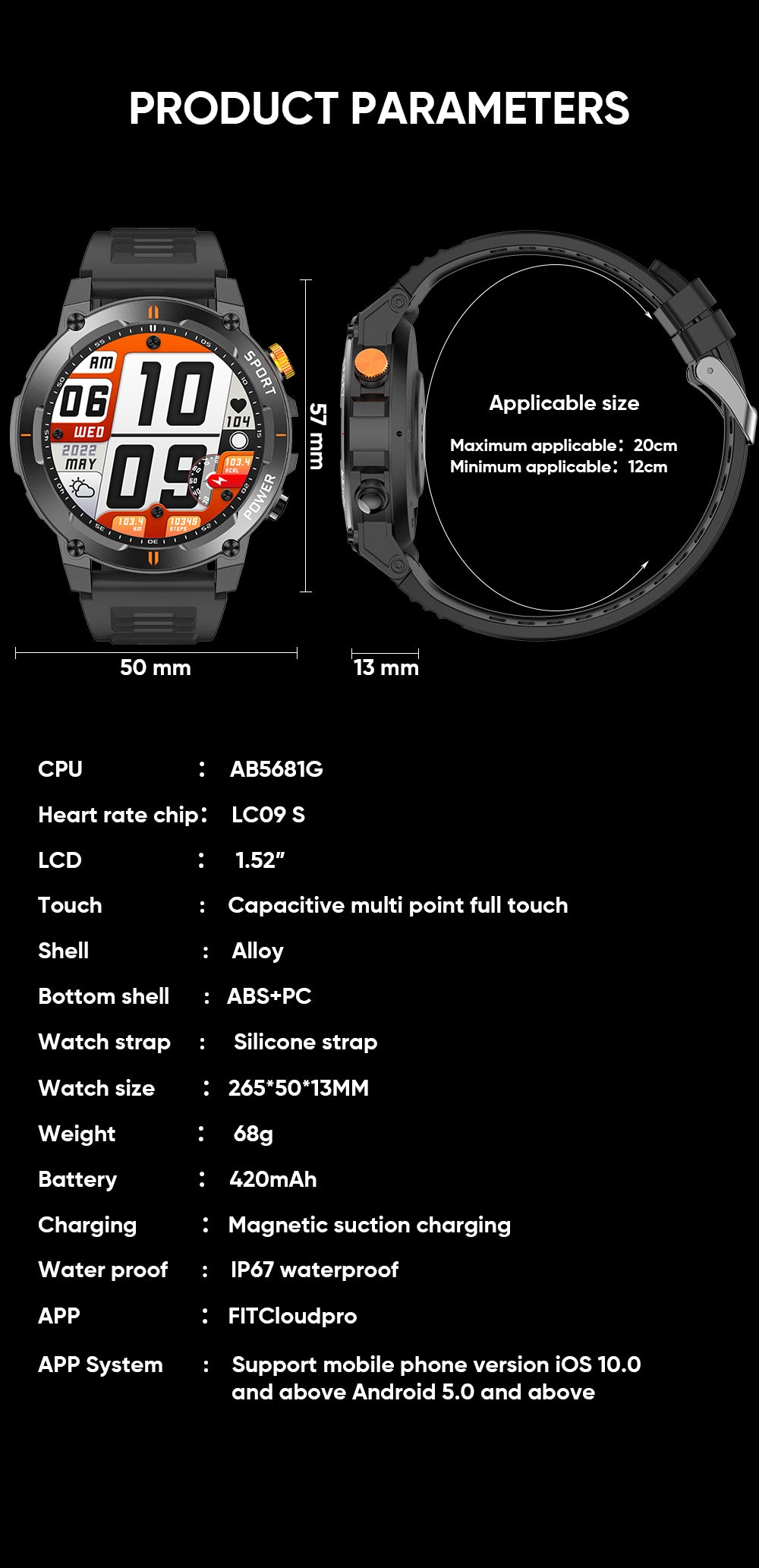 2025 Smart Watch 1.52 inch With compass and body health monitoring (Black)