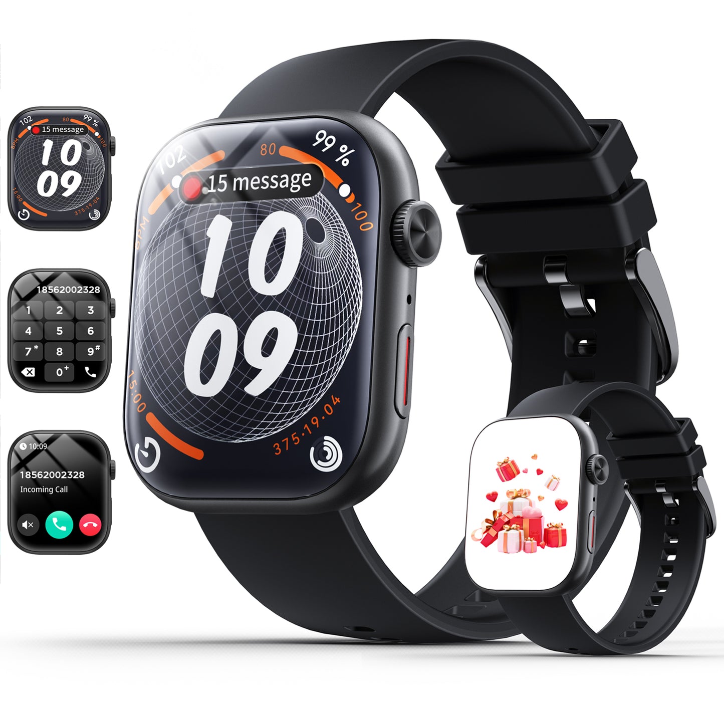 STA Smart Watch,IP68 Waterproof Smartwatch for Women Men 180+ Sports Modes,2.01-inch Fitness Tracker with Bluetooth Call(Answer/Make Calls) STA Smartwatch Compatible with Android and iPhone (Black)