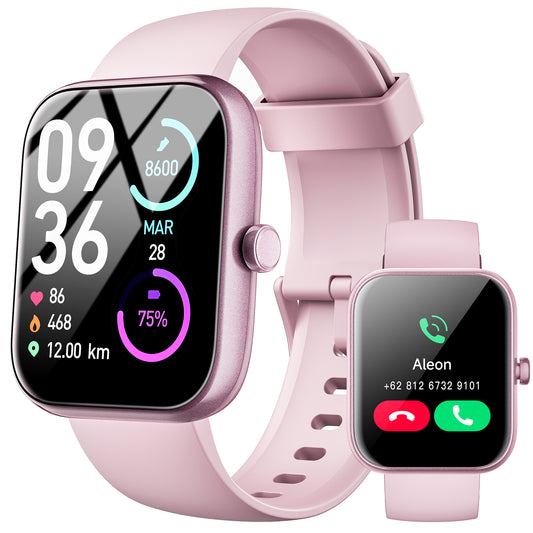 STA Smart Watch,IP68 Waterproof Smartwatch for Women Men 180+ Sports Modes,1.85-inch Fitness Tracker with Bluetooth Call(Answer/Make Calls) STA Smartwatch Compatible with Android and iPhone (Pink)