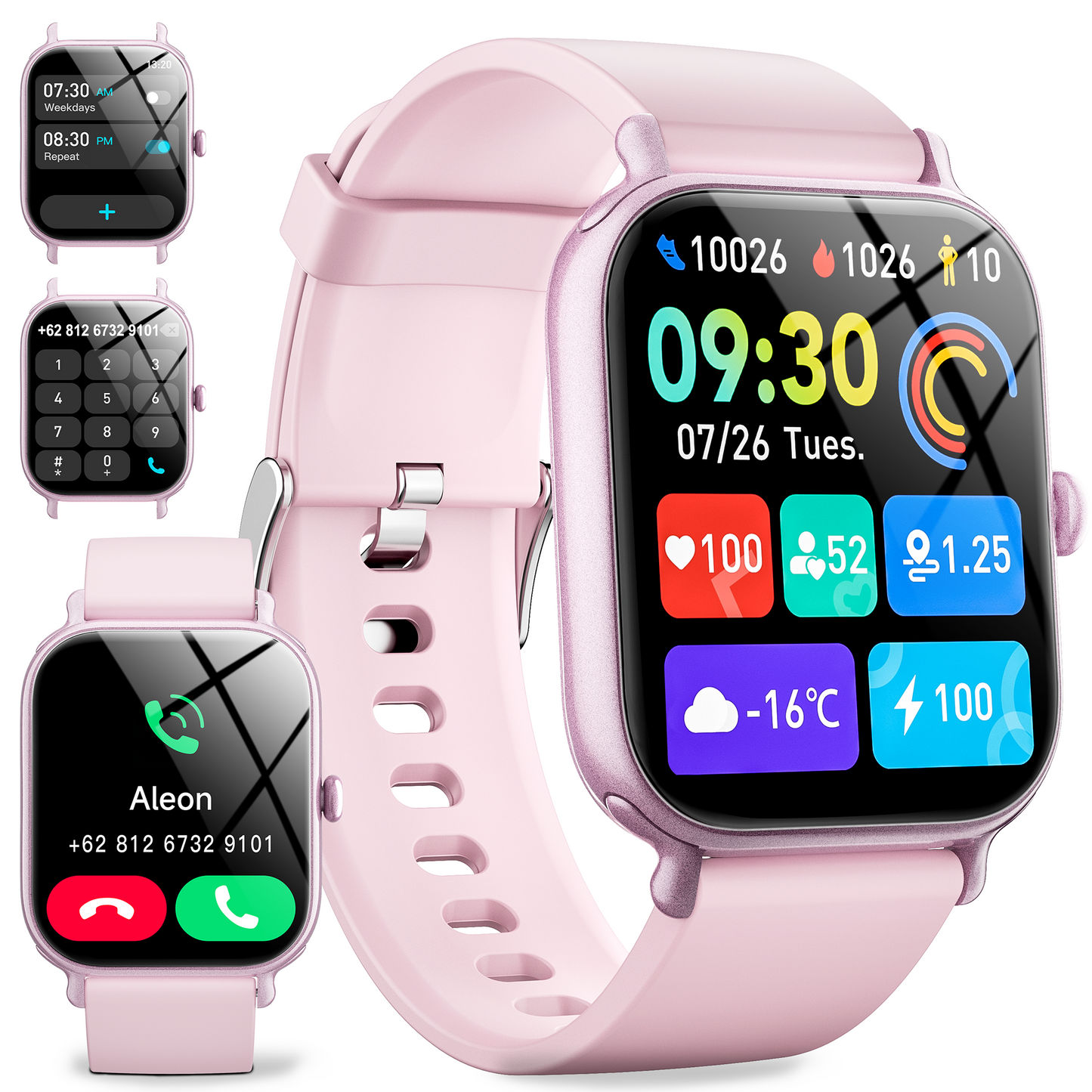 STA cx3 pink Smart Watch for Android and iPhone, 1.95"Smartwatch for Men Women, Answer/Make Call, 180+ Sports Modes Fitness Activity Tracker, IP68 Waterproof (Pink)