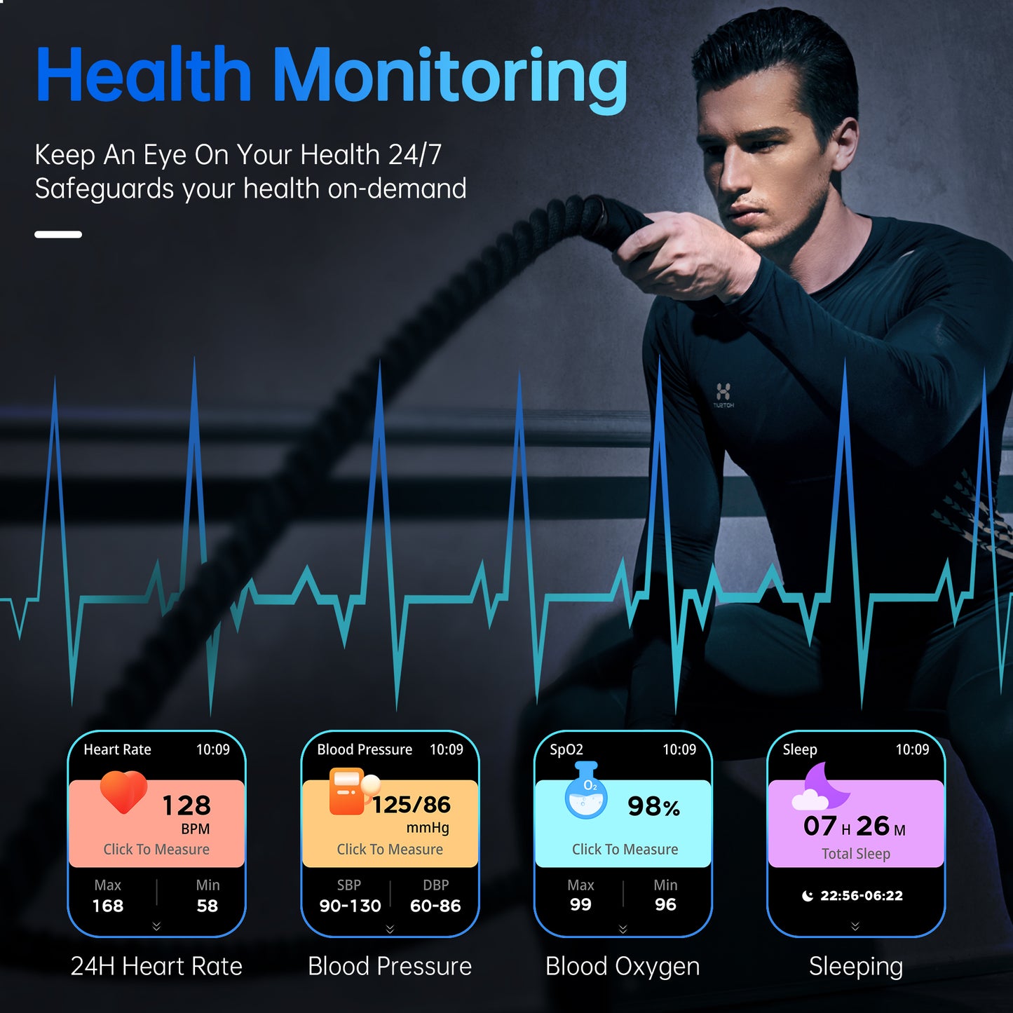 STA Smart Watch,IP68 Waterproof Smartwatch for Women Men 180+ Sports Modes,2.01-inch Fitness Tracker with Bluetooth Call(Answer/Make Calls) STA Smartwatch Compatible with Android and iPhone (Black)