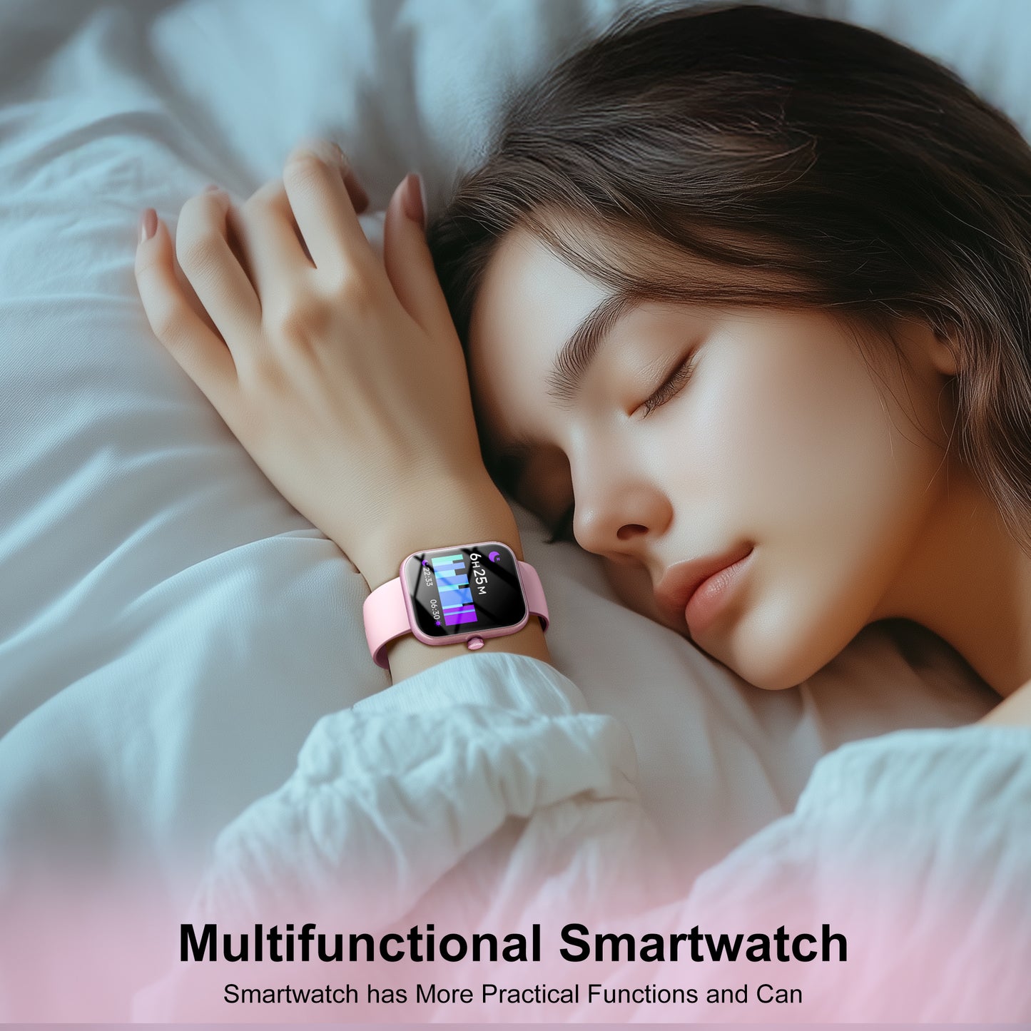 STA Smart Watch,IP68 Waterproof Smartwatch for Women Men 180+ Sports Modes,1.85-inch Fitness Tracker with Bluetooth Call(Answer/Make Calls) STA Smartwatch Compatible with Android and iPhone (Pink)