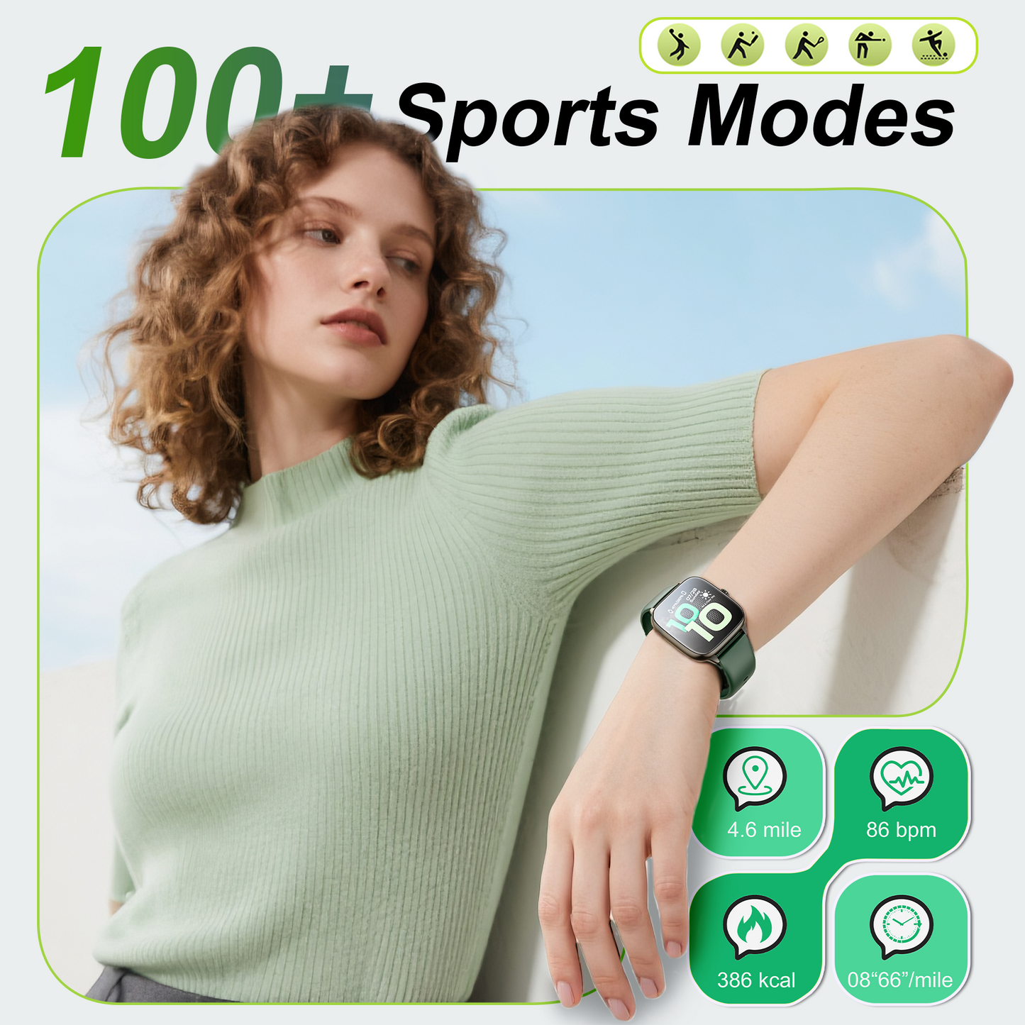 STA Smartwatch – Fitness and Sleep Tracker with 1.72" HD Display, Precise GPS, Call and Messaging, 24/7 Sleep Monitoring, 100+ Professional Sports Modes, Ideal for Sleep and Sports