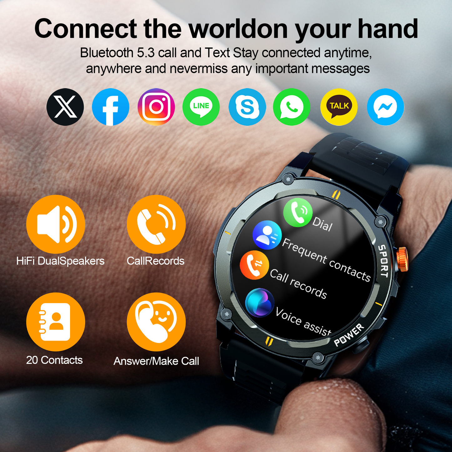 Smart Watch for Android and iPhone, IP68 Waterproof Smartwatch for Women Men 180+ Sports Modes 1.52-inch Fitness Tracker, Smart Watch with Bluetooth Call(Answer/Make Calls), for Gift Black