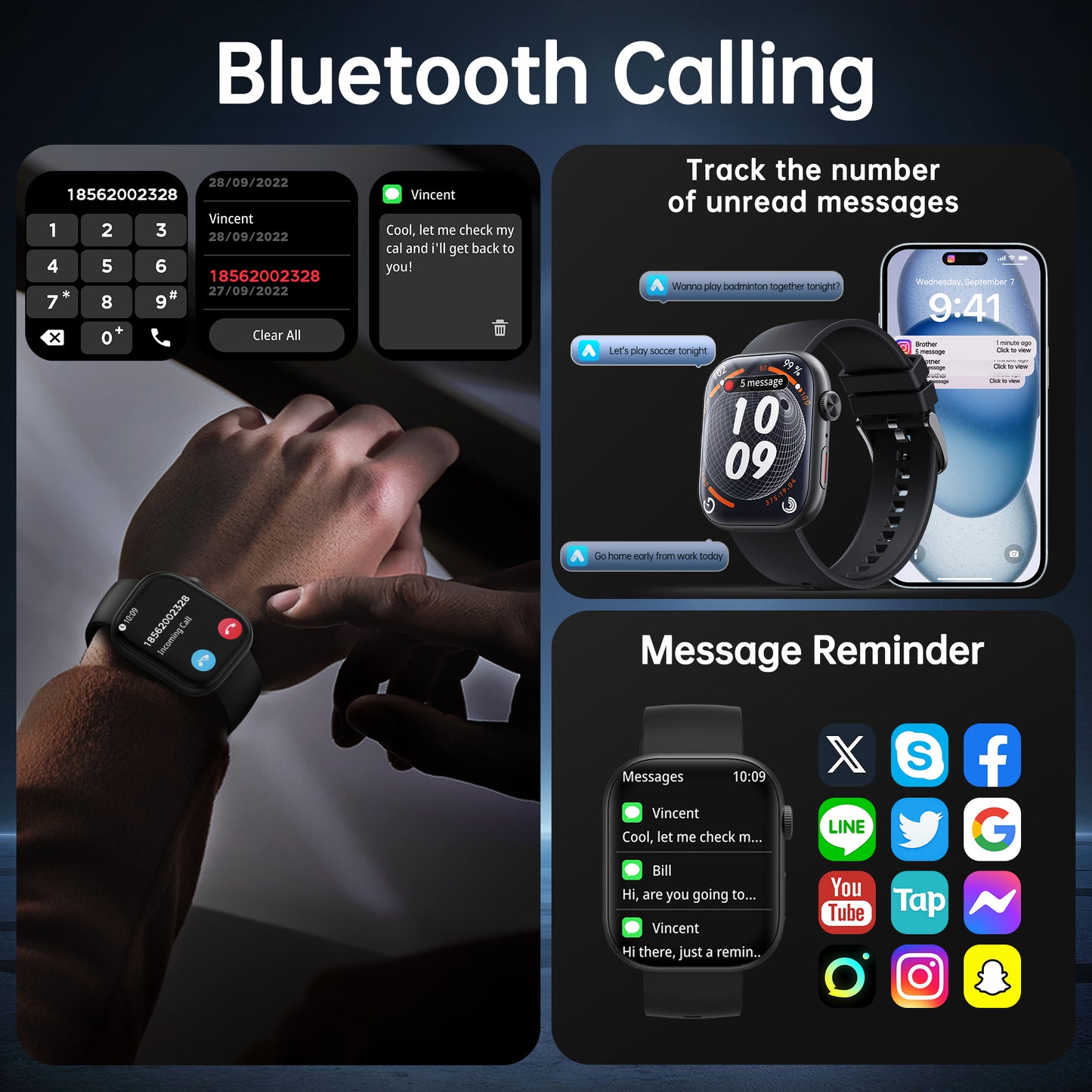 STA Smart Watch,IP68 Waterproof Smartwatch for Women Men 180+ Sports Modes,2.01-inch Fitness Tracker with Bluetooth Call(Answer/Make Calls) STA Smartwatch Compatible with Android and iPhone (Black)