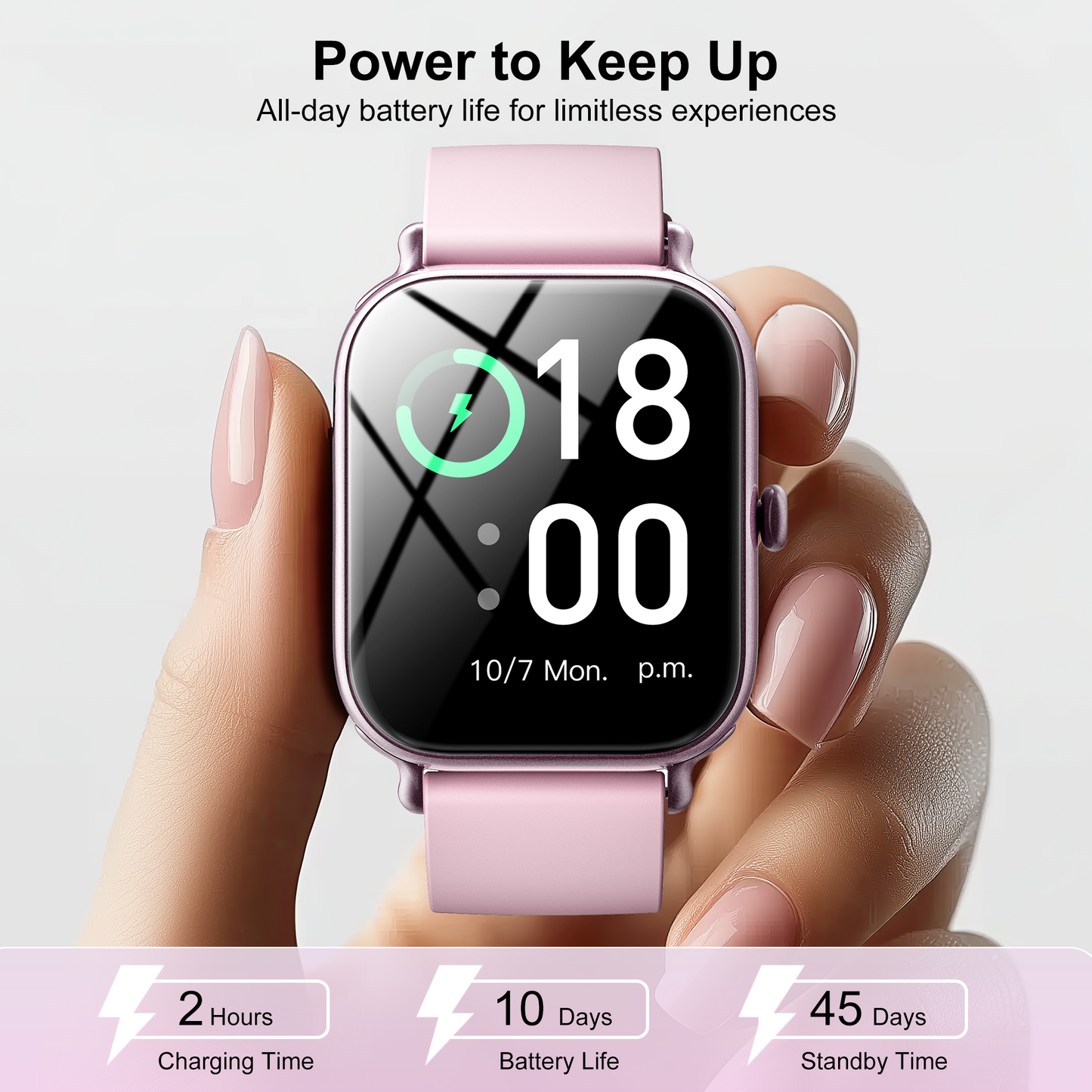 STA cx3 pink Smart Watch for Android and iPhone, 1.95"Smartwatch for Men Women, Answer/Make Call, 180+ Sports Modes Fitness Activity Tracker, IP68 Waterproof (Pink)