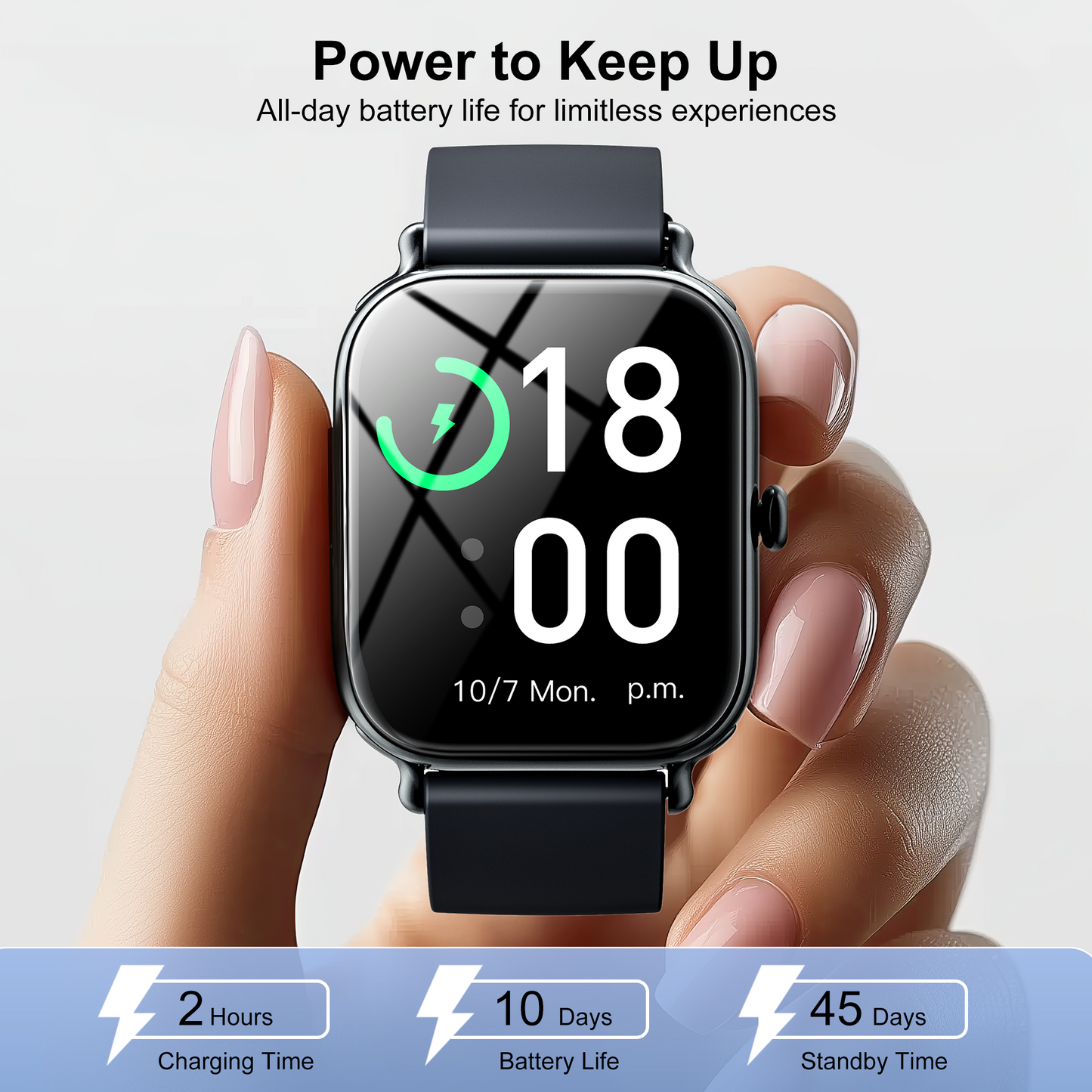 STA 1.95-inch Men Women's Smartwatch with Answer/Make Calls/180 Sports Modes/Message Reminder, IP67 Waterproof Fitness Tracker for Android Iphone Devices（Black）