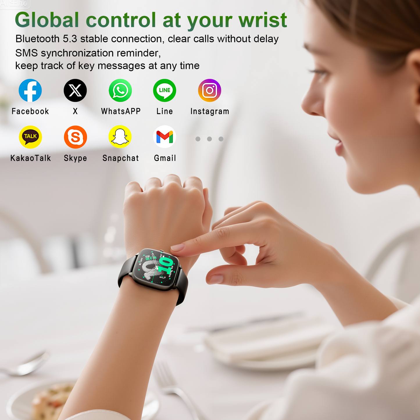 STA Smartwatch – Fitness and Sleep Tracker with 1.72" HD Display, Precise GPS, Call and Messaging, 24/7 Sleep Monitoring, 100+ Professional Sports Modes, Ideal for Sleep and Sports（Black）