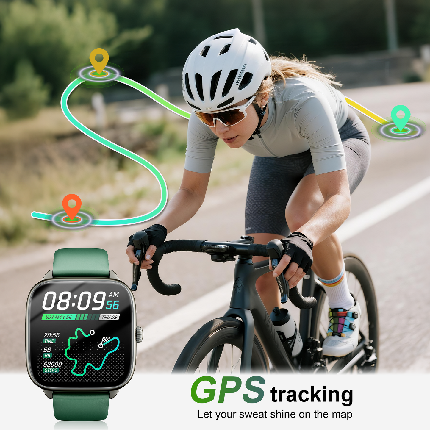 STA Smartwatch – Fitness and Sleep Tracker with 1.72" HD Display, Precise GPS, Call and Messaging, 24/7 Sleep Monitoring, 100+ Professional Sports Modes, Ideal for Sleep and Sports