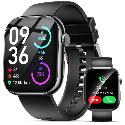 STA Smart Watch,IP68 Waterproof Smartwatch for Women Men 180+ Sports Modes,2.01-inch Fitness Tracker with Bluetooth Call(Answer/Make Calls) STA Smartwatch Compatible with Android and iPhone Black
