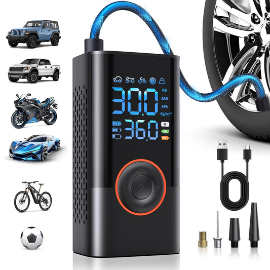 Tire Inflator Portable Air Compressor Portable Cordless Mini Air Pump with Digital Pressure Gauge 150PSI 3X Fast Inflation and Auto Shutoff Function Tires Pump for Cars Motorcycles Bikes Balls