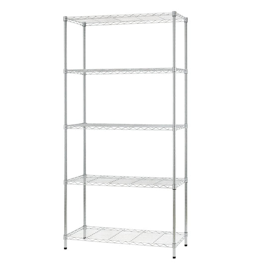 14" D×36" W×72" H Wire Shelving Unit Metal Shelf with 5 Tier Adjustable Layer Rack Commercial Strong Steel for Restaurant Garage Pantry Kitchen，Chrome