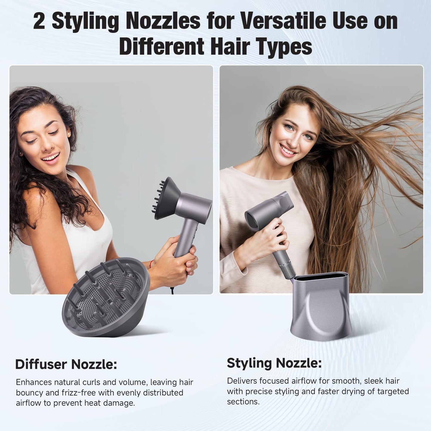 Hair Dryer, 160000 RPM Portable Professional Ionic Hair Dryer with 500 Million Negative Ions, Fast-Drying, Low Noise with Diffuser & Nozzle, Lightweight for Home and Travel